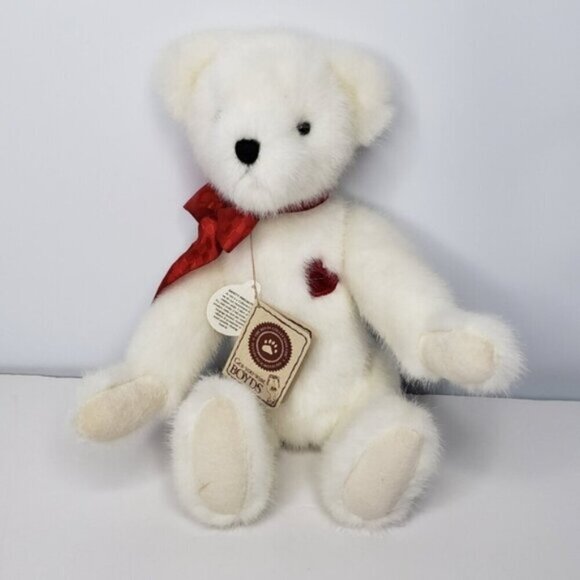 Boyds Bear White Red Ribbon Valentine Love Bear - Picture 2 of 14